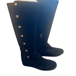 Vince Camuto Black Knee-High Boots w/ Gold Button Detail – Size 10 – Like New